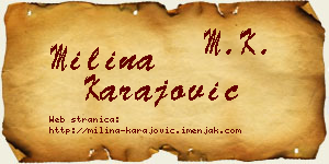 Milina Karajović vizit kartica